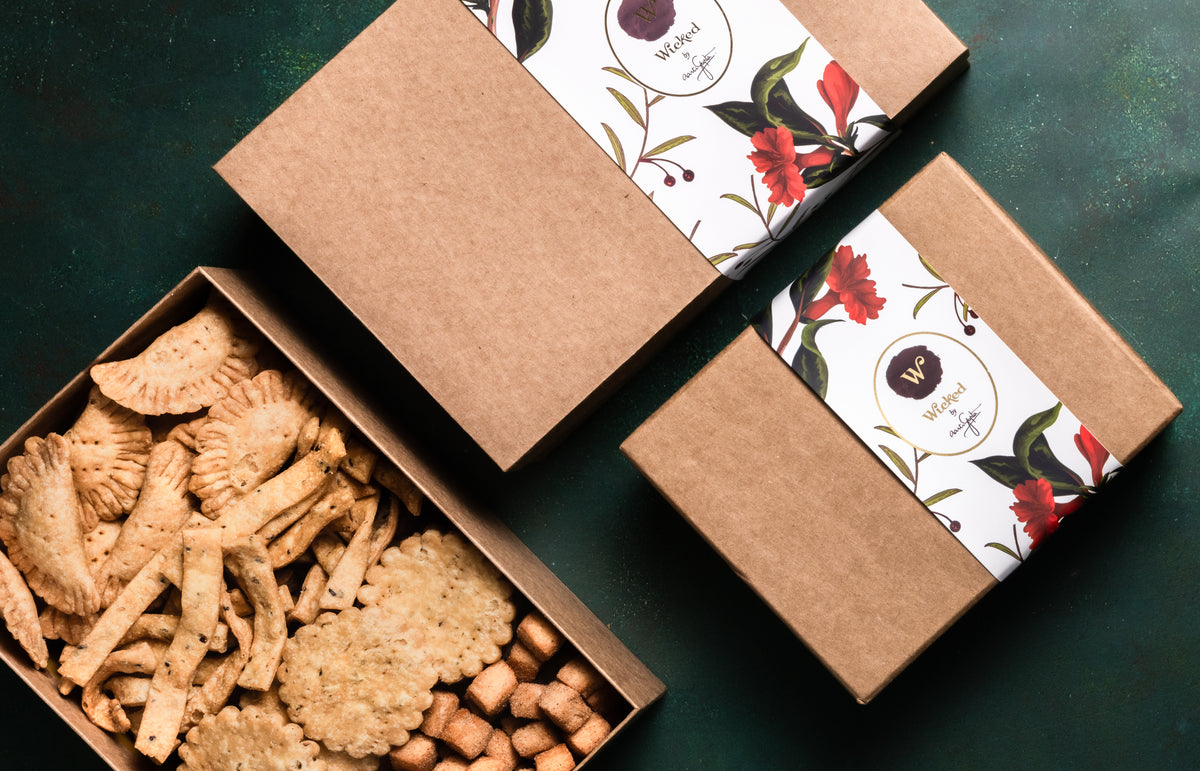 Mathri Wrapper Sticker Design Assorted Mathri – Wicked Gourmet Gifting